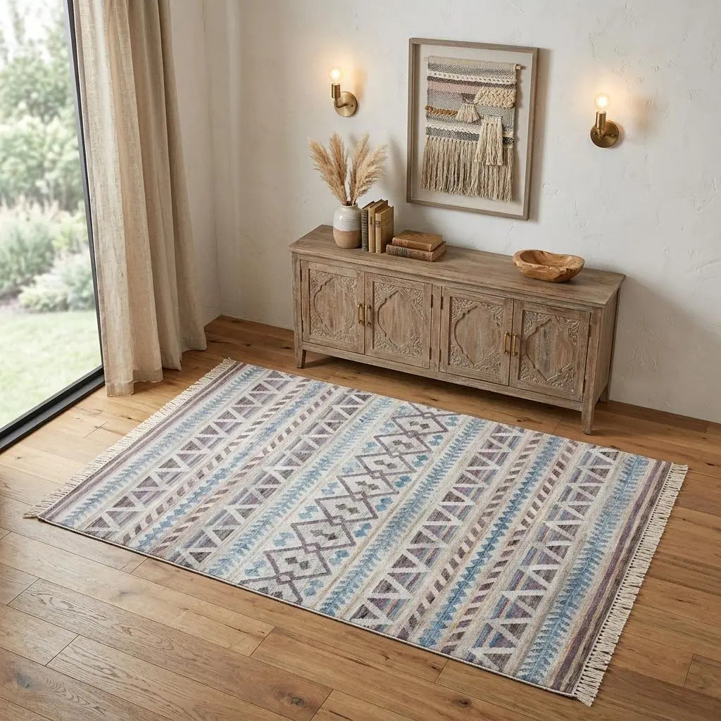 4' X 6' Gray And Tan Jute Geometric Hand Woven Area Rug Homeroots Home Decor