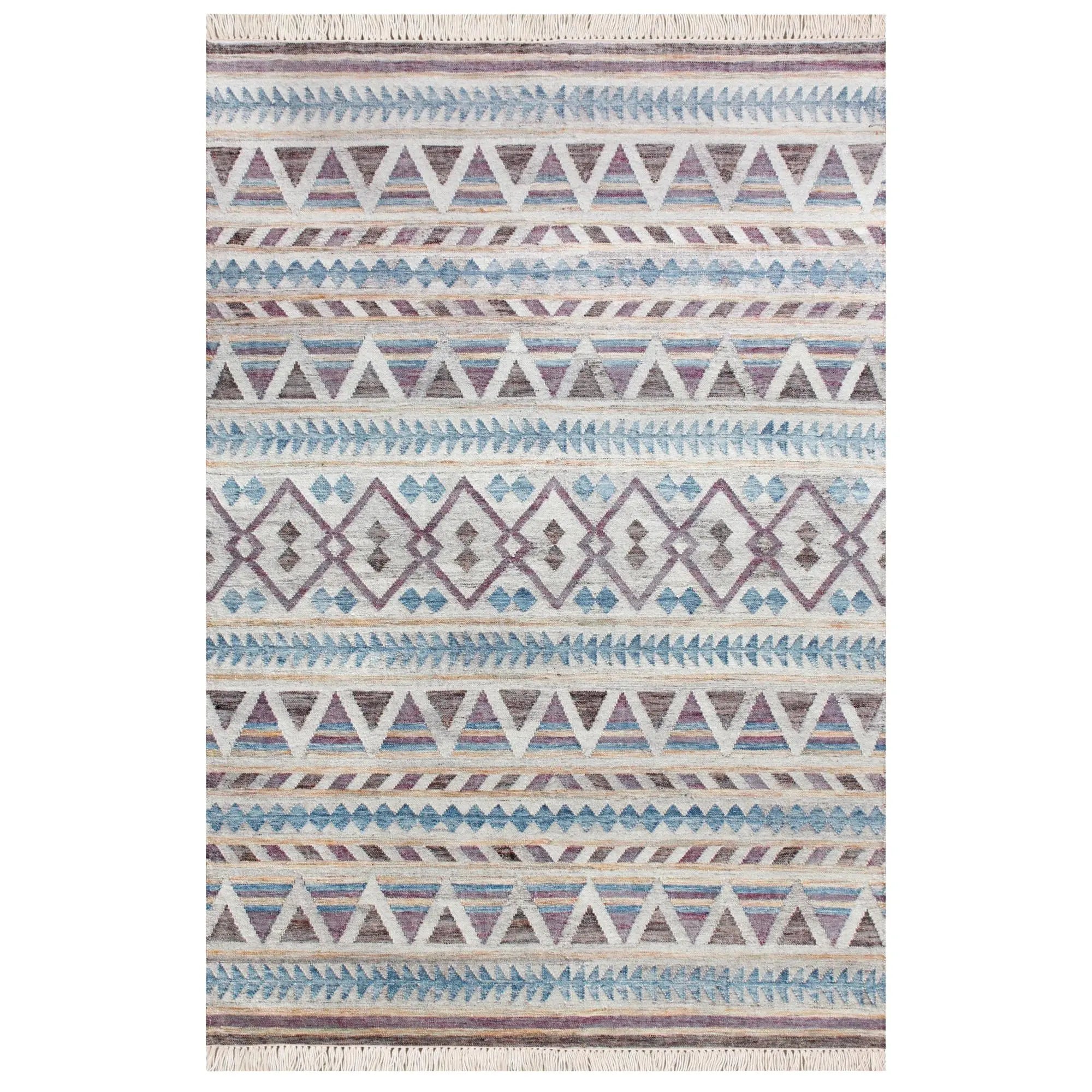 4' X 6' Gray And Tan Jute Geometric Hand Woven Area Rug Homeroots Home Decor