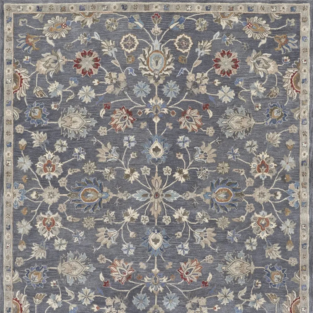 4' X 6' Gray Ivory And Red Wool Floral Tufted Handmade Stain Resistant Area Rug Homeroots Home Decor