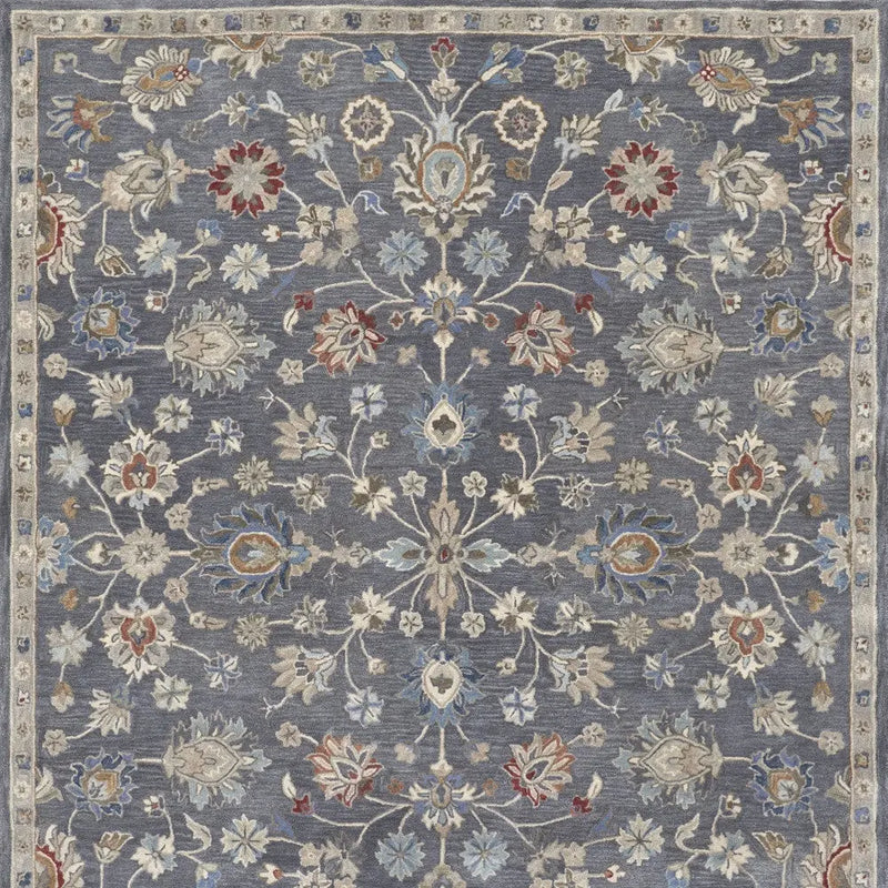 4' X 6' Gray Ivory And Red Wool Floral Tufted Handmade Stain Resistant Area Rug Homeroots Home Decor