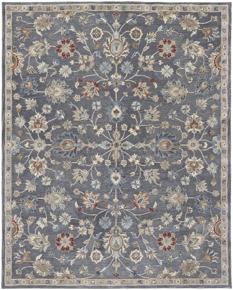 4' X 6' Gray Ivory And Red Wool Floral Tufted Handmade Stain Resistant Area Rug Homeroots Home Decor