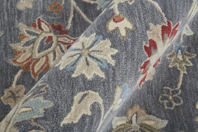 4' X 6' Gray Ivory And Red Wool Floral Tufted Handmade Stain Resistant Area Rug Homeroots Home Decor