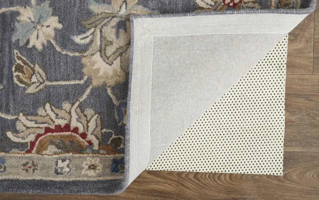 4' X 6' Gray Ivory And Red Wool Floral Tufted Handmade Stain Resistant Area Rug Homeroots Home Decor
