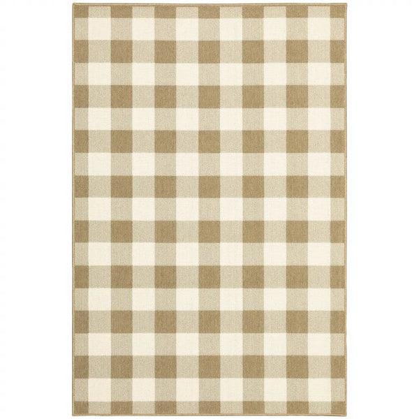 4' X 6' Gray and Ivory Geometric Stain Resistant Indoor Outdoor Area Rug Homeroots Outdoor