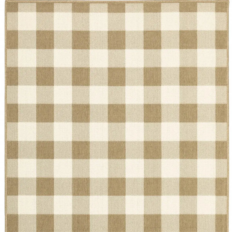 4' X 6' Gray and Ivory Geometric Stain Resistant Indoor Outdoor Area Rug Homeroots Outdoor