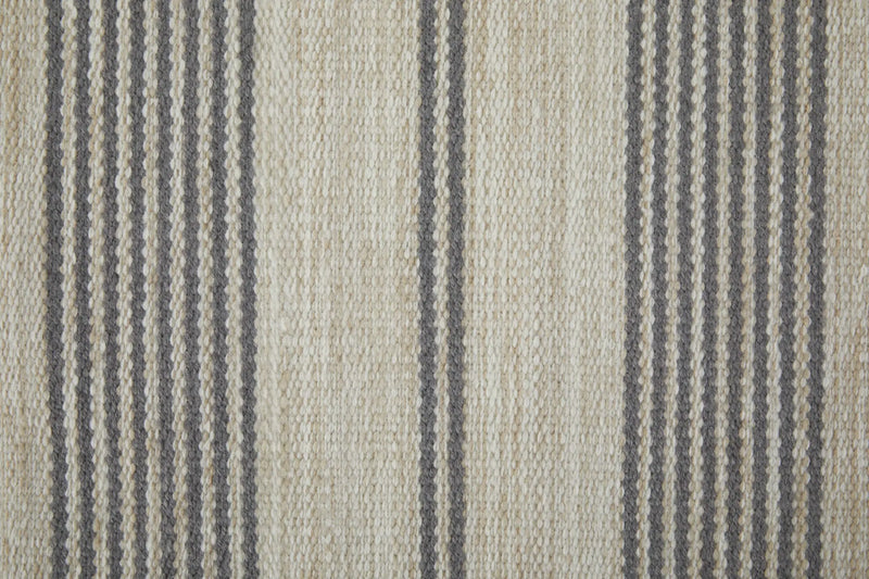 4' X 6' Gray and Ivory Striped Hand Woven Area Rug Homeroots Outdoor