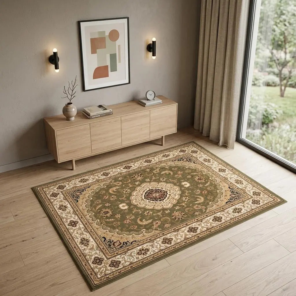 4' X 6' Green And Beige Abstract Area Rug Homeroots Home Decor
