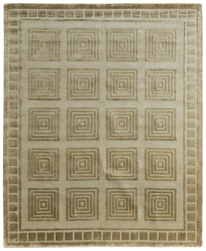 4' X 6' Green And Brown Wool Geometric Hand Knotted Area Rug Homeroots Home Decor