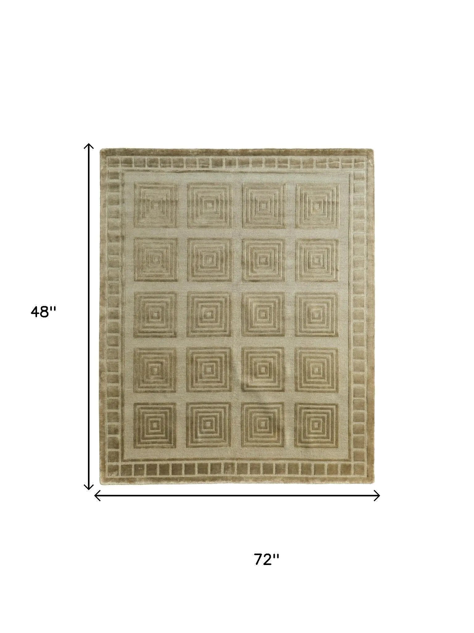 4' X 6' Green And Brown Wool Geometric Hand Knotted Area Rug Homeroots Home Decor