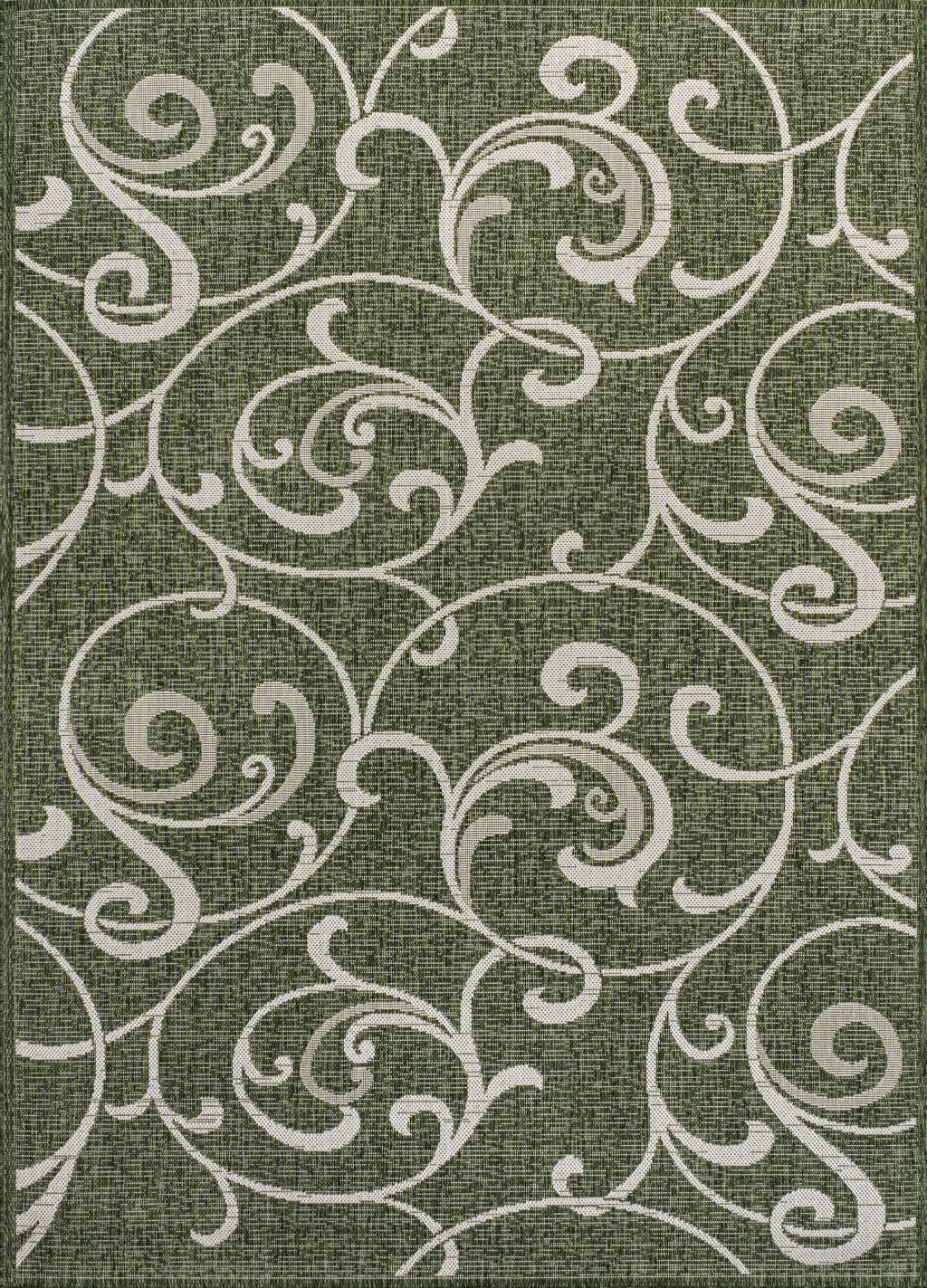 4' X 6' Green And Cream Floral Indoor Outdoor Area Rug Homeroots Outdoor