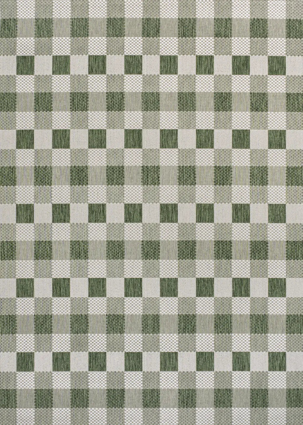 4' X 6' Green And Cream Geometric Indoor Outdoor Area Rug - GreatEagleInc