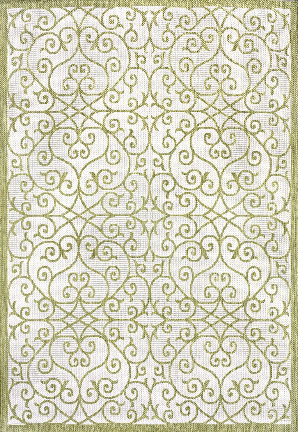 4' X 6' Green And Cream Geometric Indoor Outdoor Area Rug Homeroots Outdoor