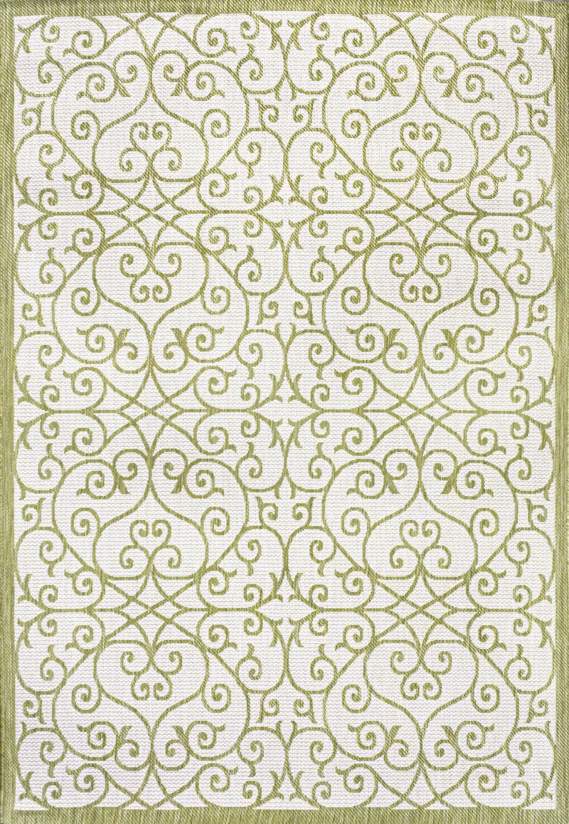 4' X 6' Green And Cream Geometric Indoor Outdoor Area Rug Homeroots Outdoor