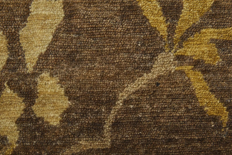4' X 6' Green And Gold Wool Floral Hand Knotted Area Rug Homeroots Home Decor