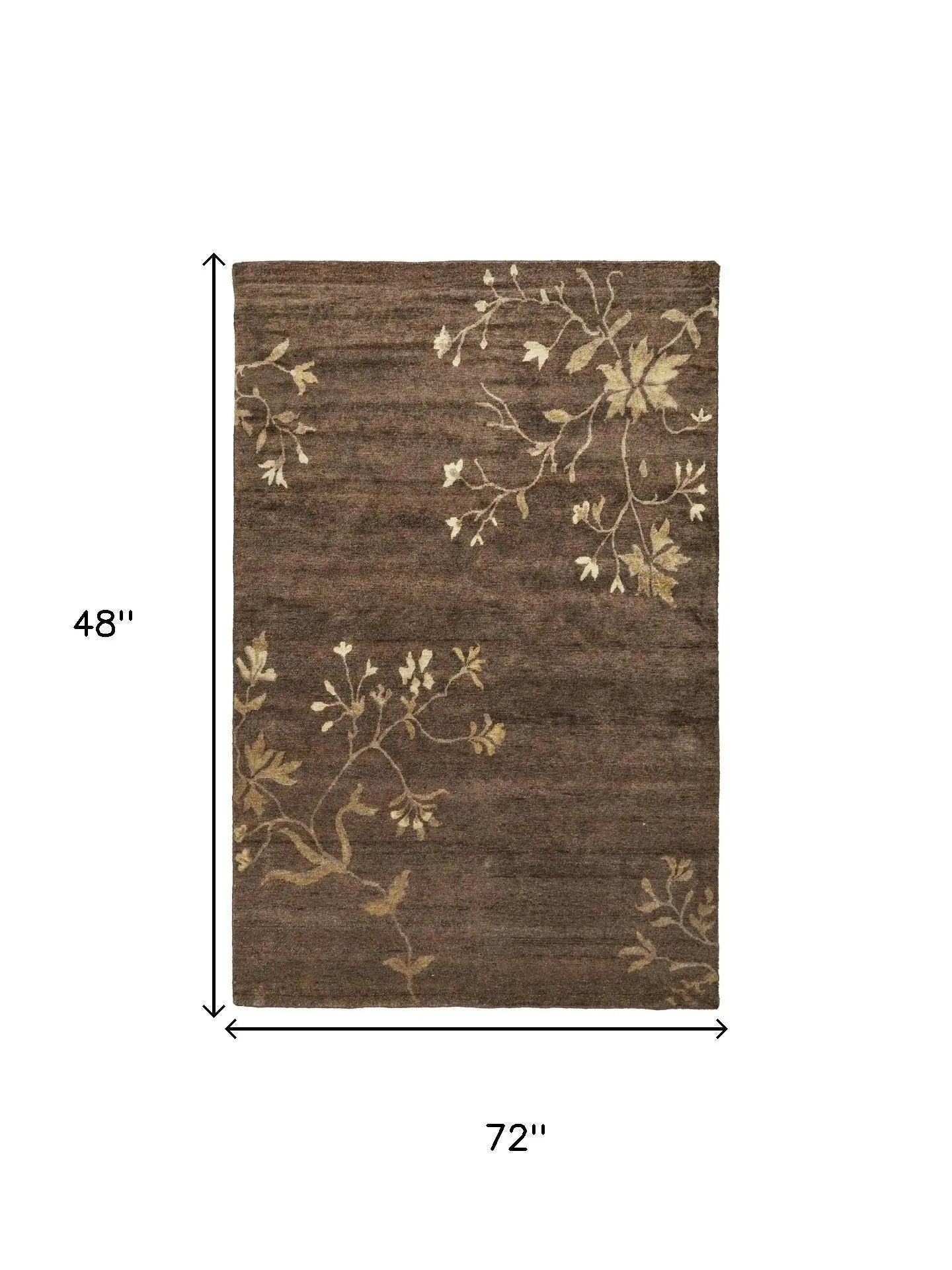 4' X 6' Green And Gold Wool Floral Hand Knotted Area Rug Homeroots Home Decor