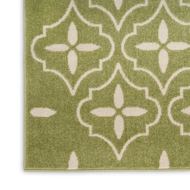 4' X 6' Green And Ivory Geometric Indoor Outdoor Area Rug Homeroots Outdoor
