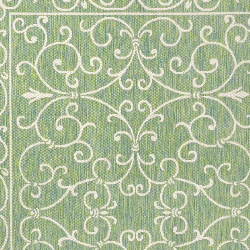 4' X 6' Green And Ivory Medallion Indoor Outdoor Area Rug Homeroots Outdoor