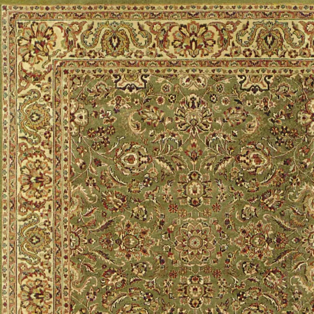 4' X 6' Green And Tan Wool Oriental Hand Knotted Area Rug With Fringe Homeroots Home Decor