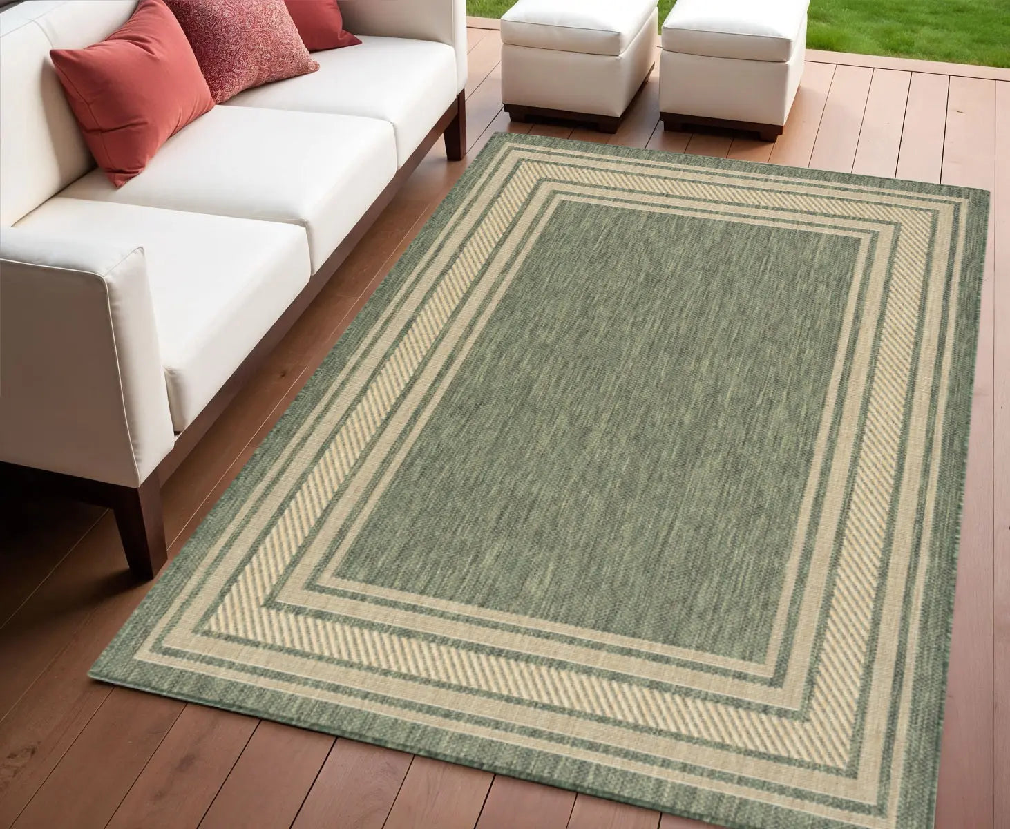 4' X 6' Green Geometric Indoor Outdoor Area Rug Homeroots Outdoor