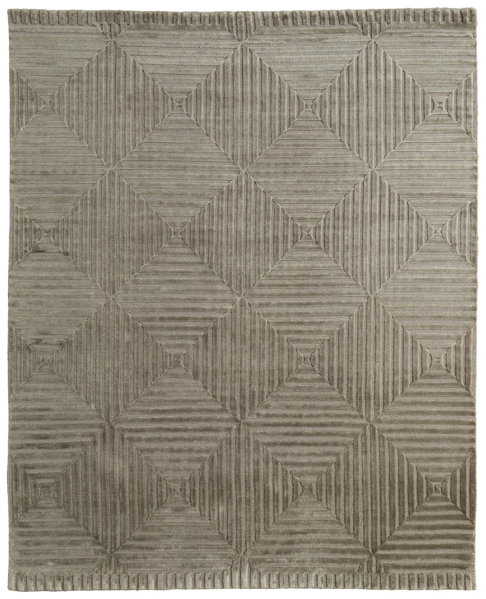4' X 6' Green Taupe And Blue Wool Geometric Hand Knotted Area Rug Homeroots Home Decor