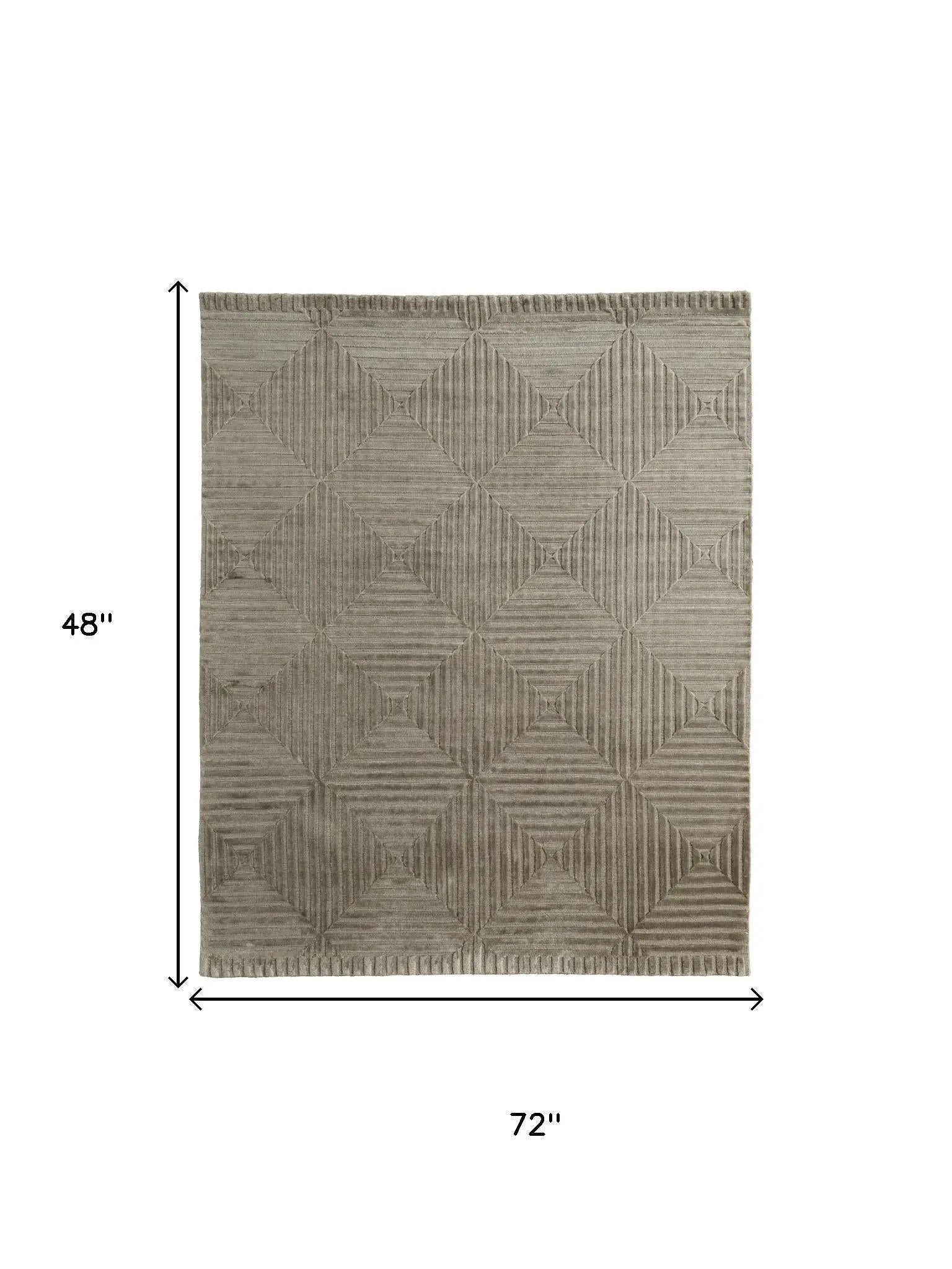 4' X 6' Green Taupe And Blue Wool Geometric Hand Knotted Area Rug Homeroots Home Decor