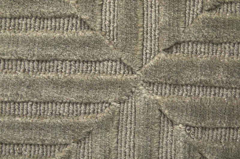 4' X 6' Green Taupe And Blue Wool Geometric Hand Knotted Area Rug Homeroots Home Decor