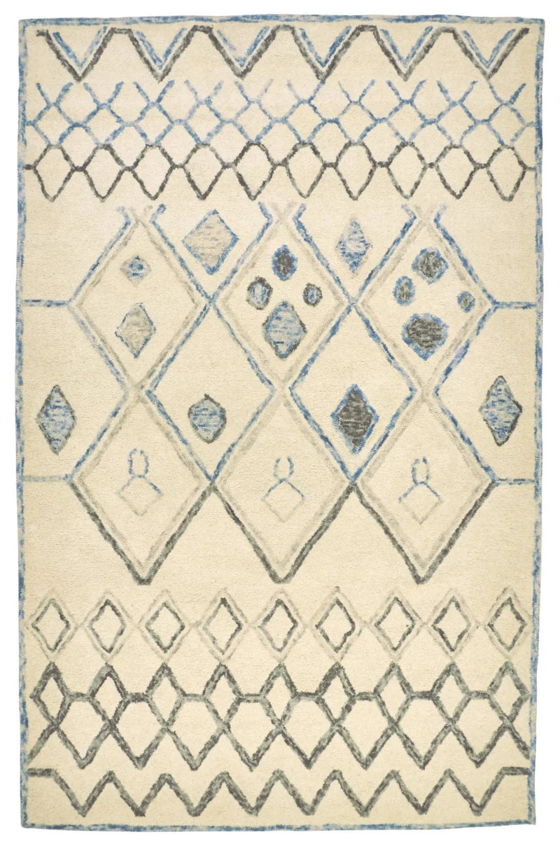 4' X 6' Ivory And Blue Argyle Hand Tufted Area Rug Homeroots Home Decor