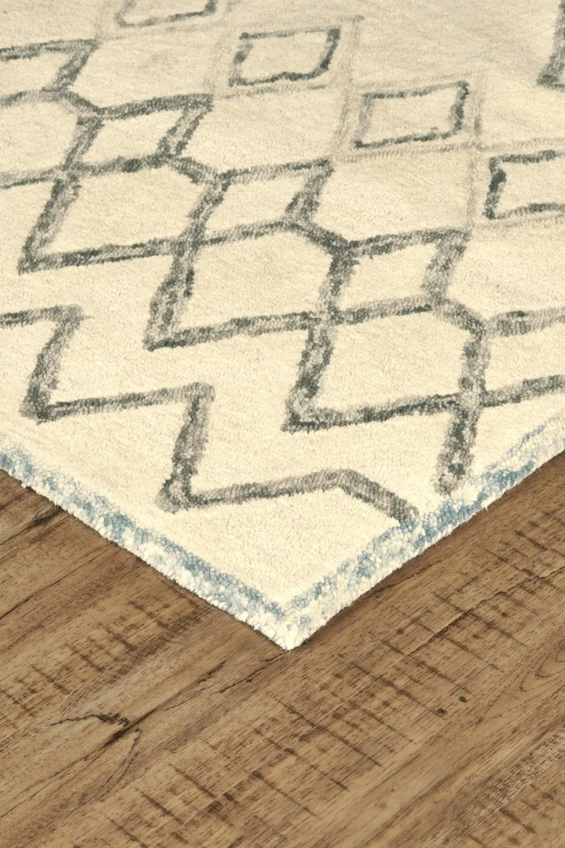 4' X 6' Ivory And Blue Argyle Hand Tufted Area Rug Homeroots Home Decor