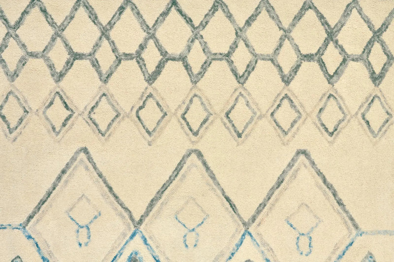 4' X 6' Ivory And Blue Argyle Hand Tufted Area Rug Homeroots Home Decor
