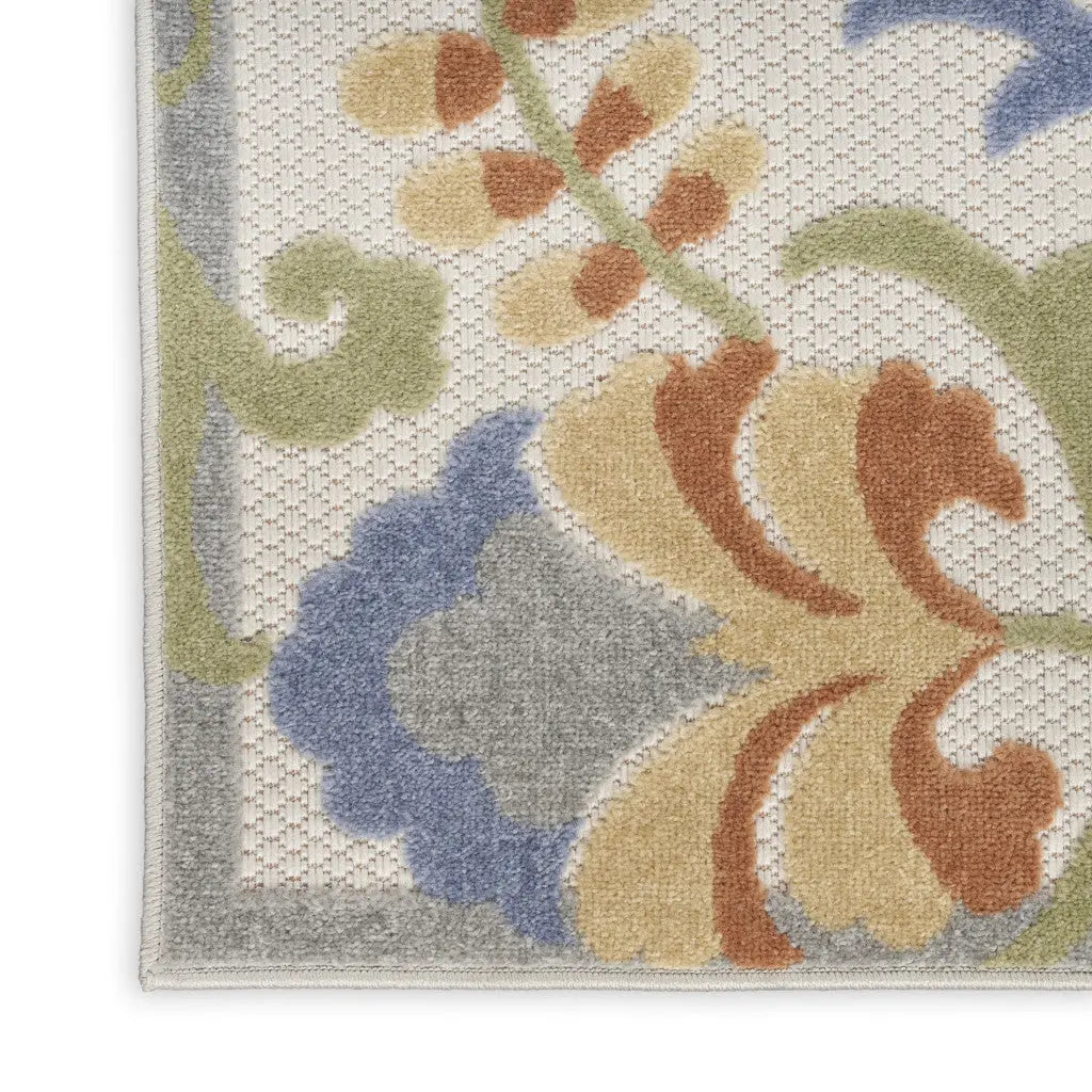 4' X 6' Ivory And Blue Indoor Outdoor Area Rug Homeroots Outdoor