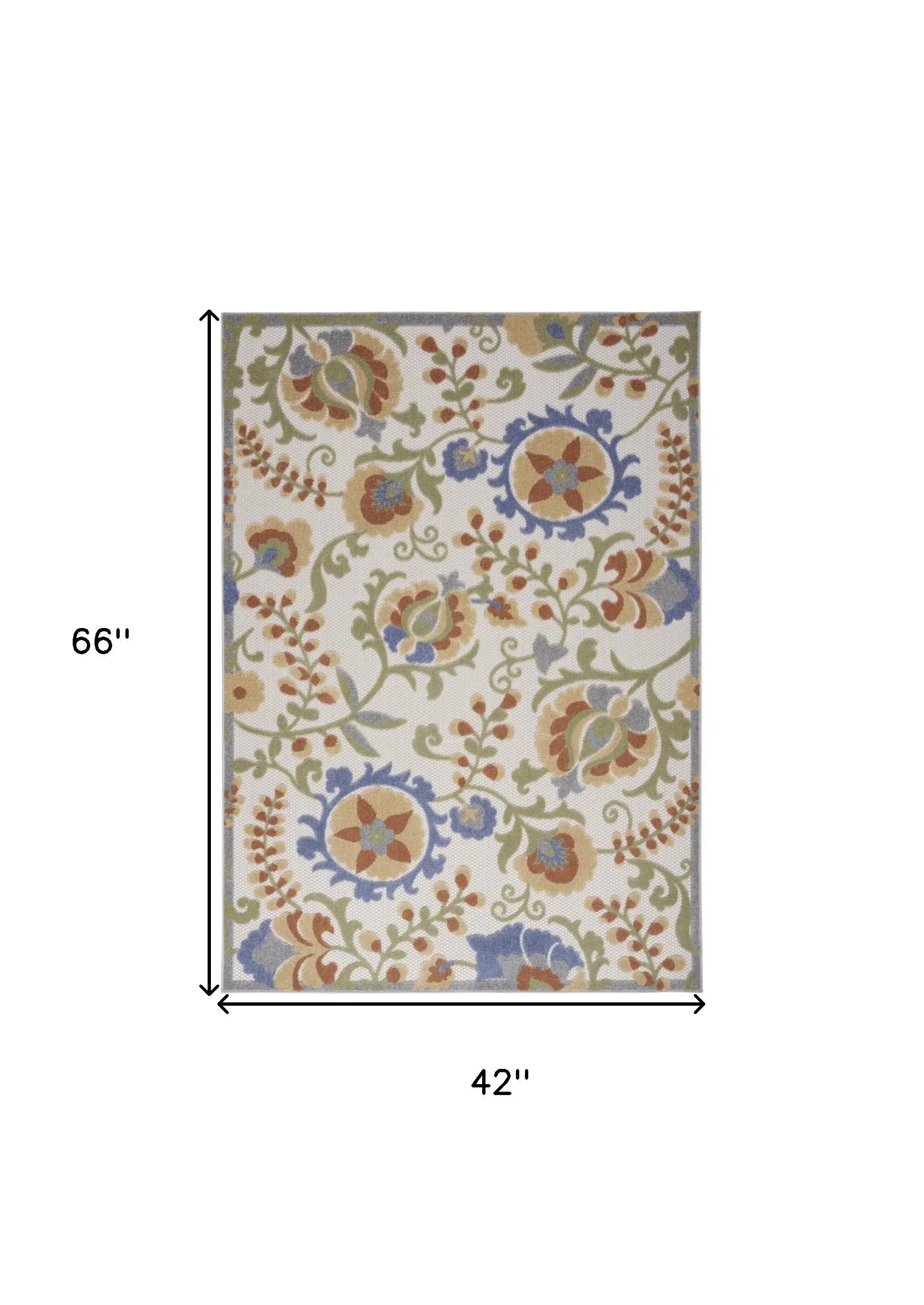 4' X 6' Ivory And Blue Indoor Outdoor Area Rug Homeroots Outdoor