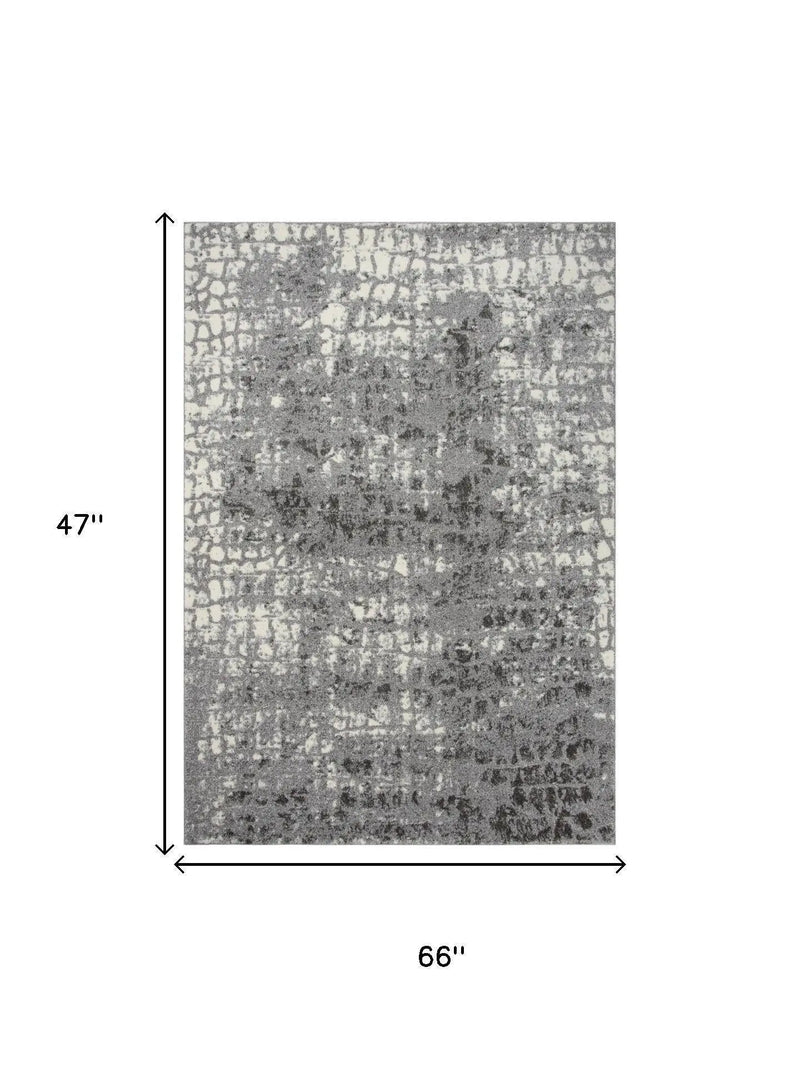 4' X 6' Ivory And Gray Abstract Area Rug Homeroots Home Decor
