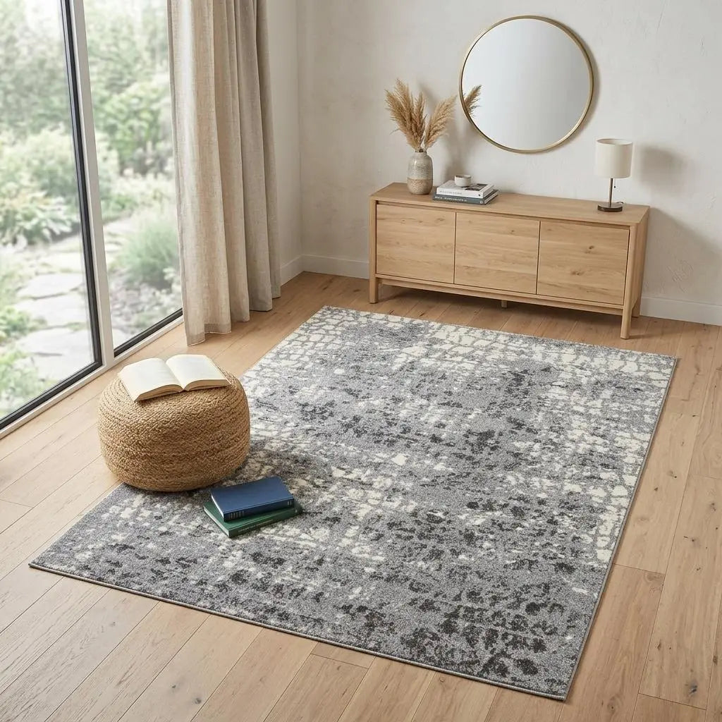 4' X 6' Ivory And Gray Abstract Area Rug Homeroots Home Decor