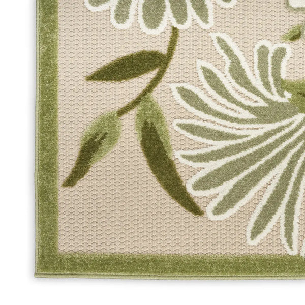 4' X 6' Ivory And Green Floral Indoor Outdoor Area Rug Homeroots Outdoor