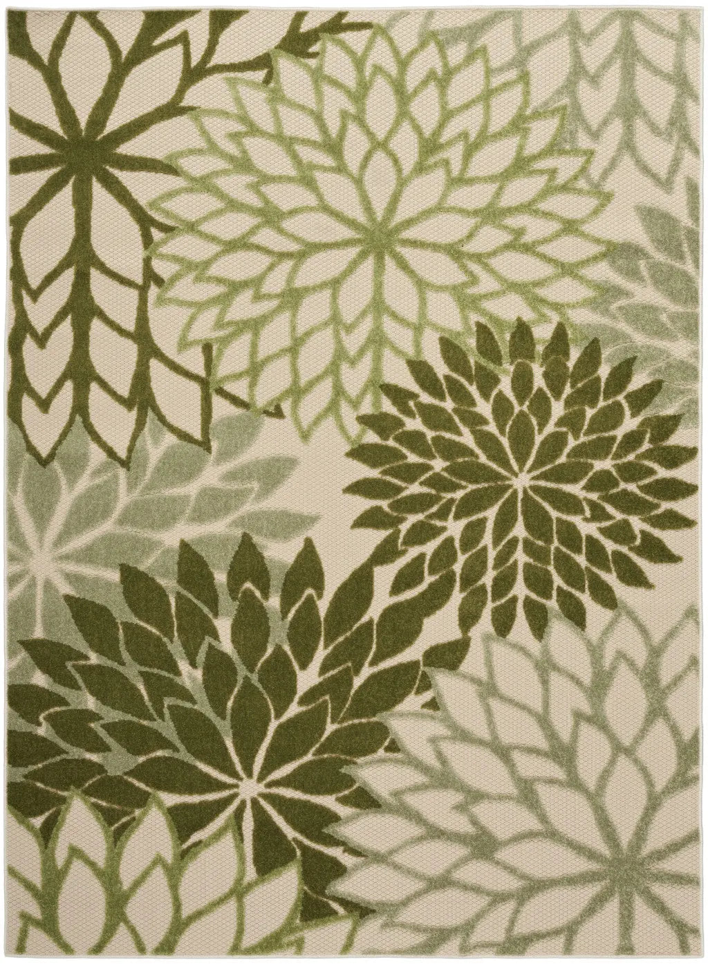 4' X 6' Ivory And Green Floral Indoor Outdoor Area Rug Homeroots Outdoor