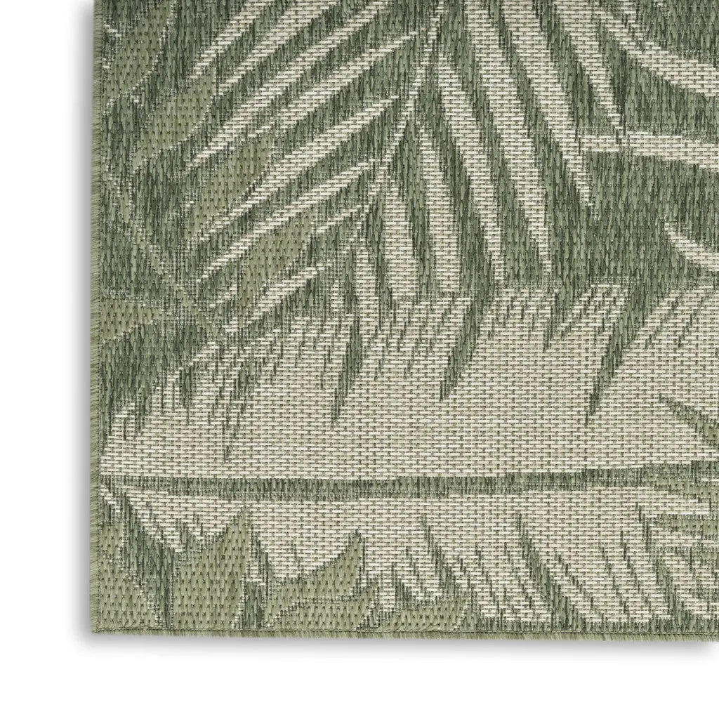 4' X 6' Ivory And Green Palm Leaf Indoor Outdoor Area Rug Homeroots Outdoor