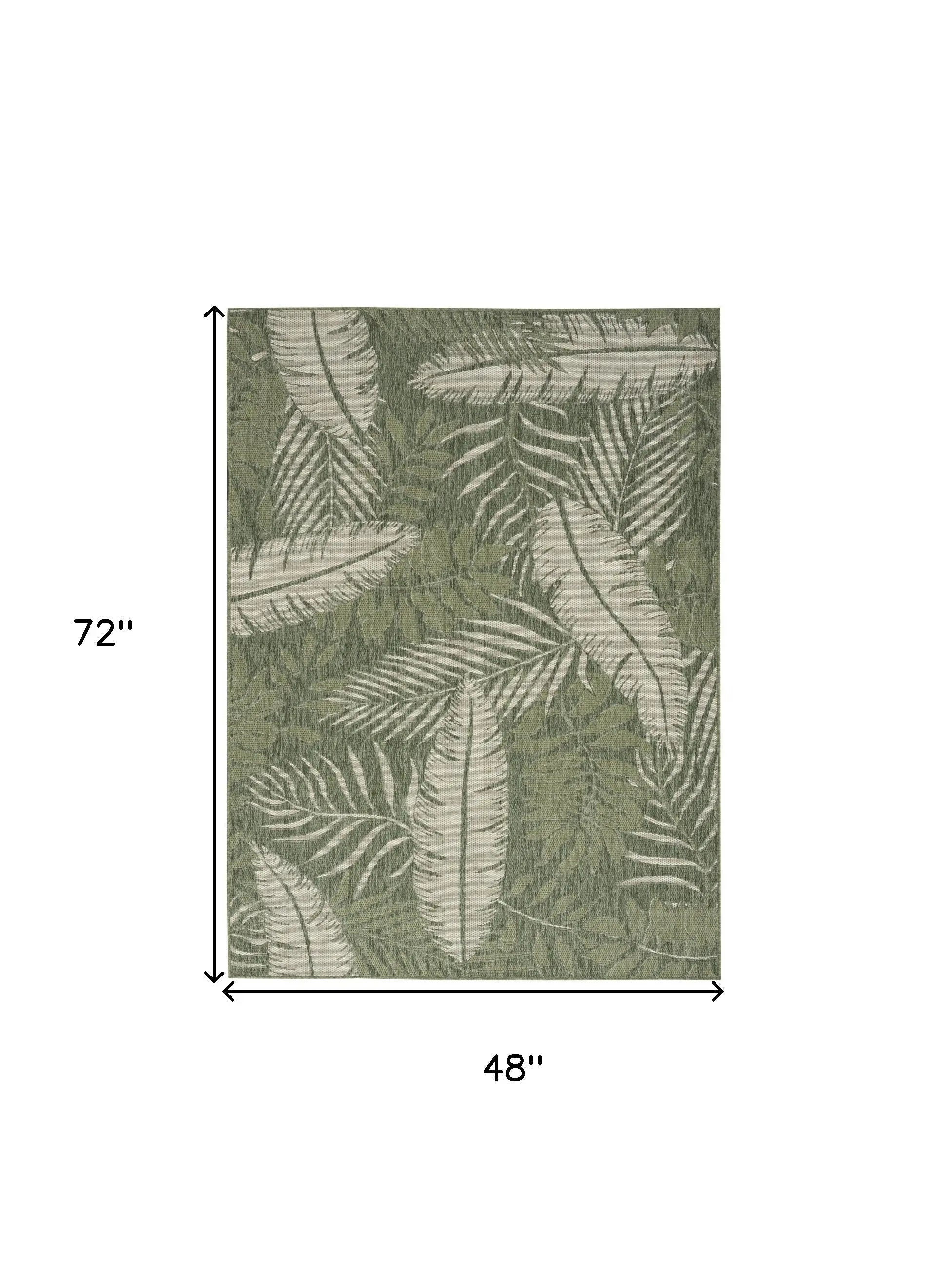 4' X 6' Ivory And Green Palm Leaf Indoor Outdoor Area Rug Homeroots Outdoor