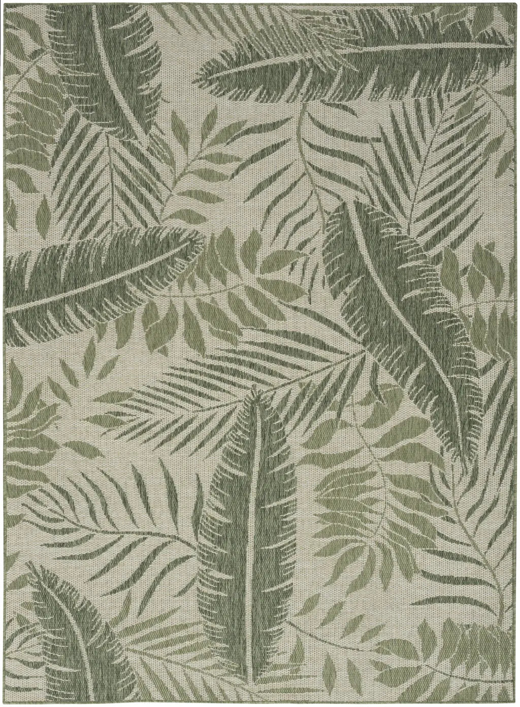 4' X 6' Ivory And Green Palm Leaf Indoor Outdoor Area Rug Homeroots Outdoor