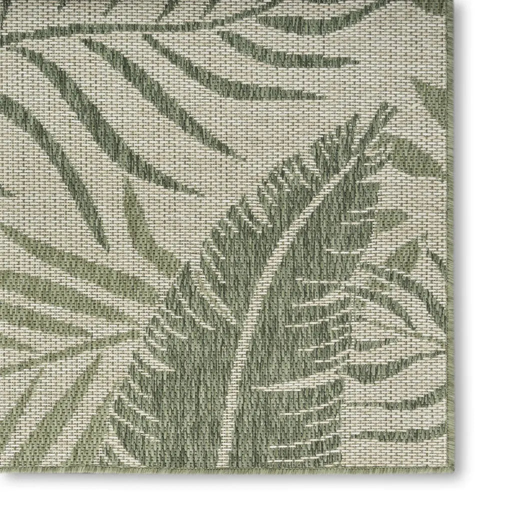 4' X 6' Ivory And Green Palm Leaf Indoor Outdoor Area Rug Homeroots Outdoor