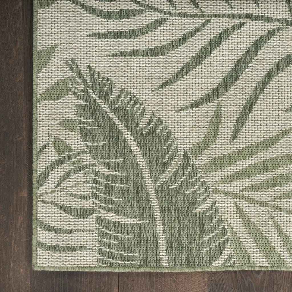 4' X 6' Ivory And Green Palm Leaf Indoor Outdoor Area Rug Homeroots Outdoor