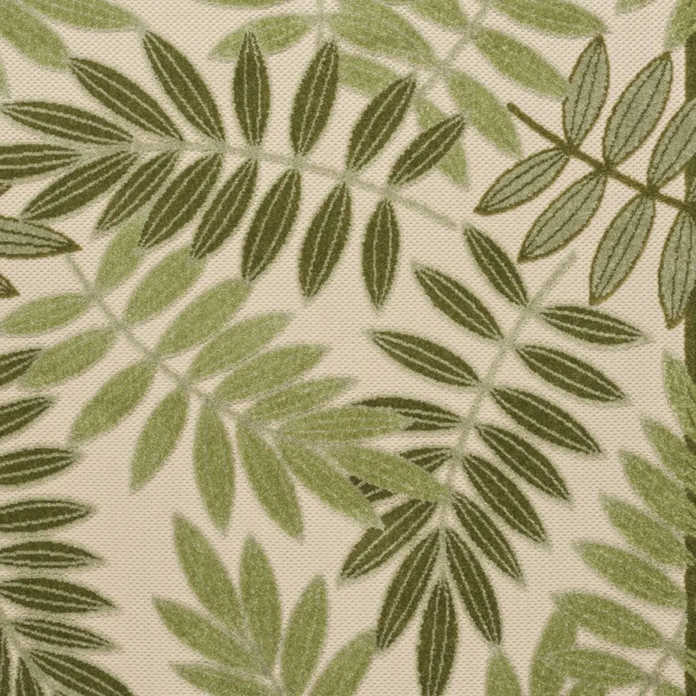 4' X 6' Ivory And Green Palm Leaf Indoor Outdoor Area Rug Homeroots Outdoor