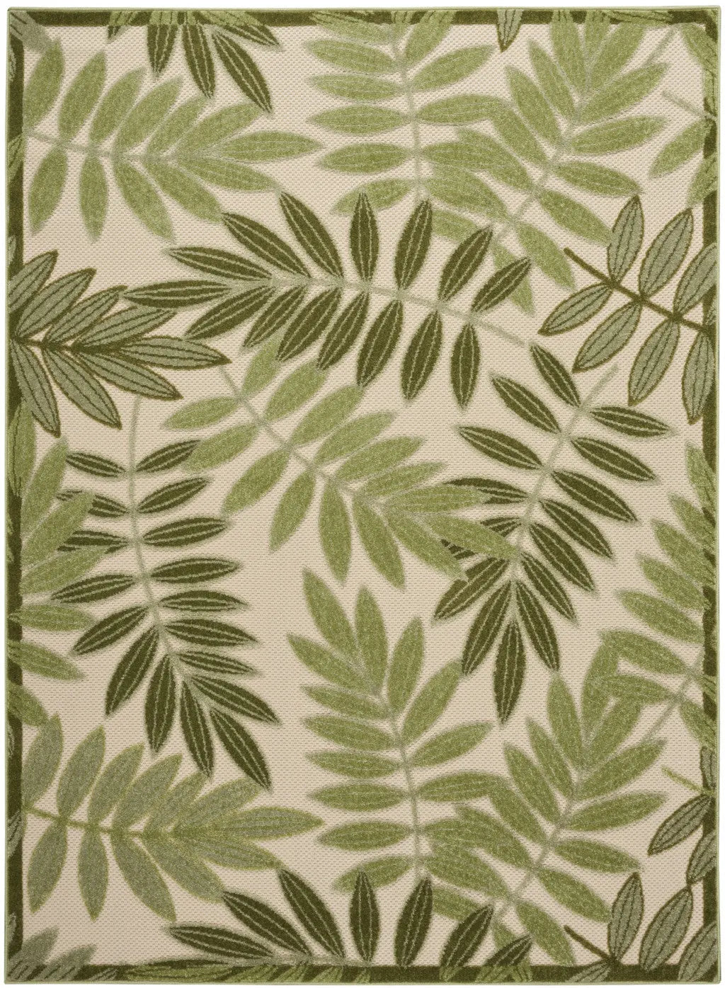 4' X 6' Ivory And Green Palm Leaf Indoor Outdoor Area Rug Homeroots Outdoor
