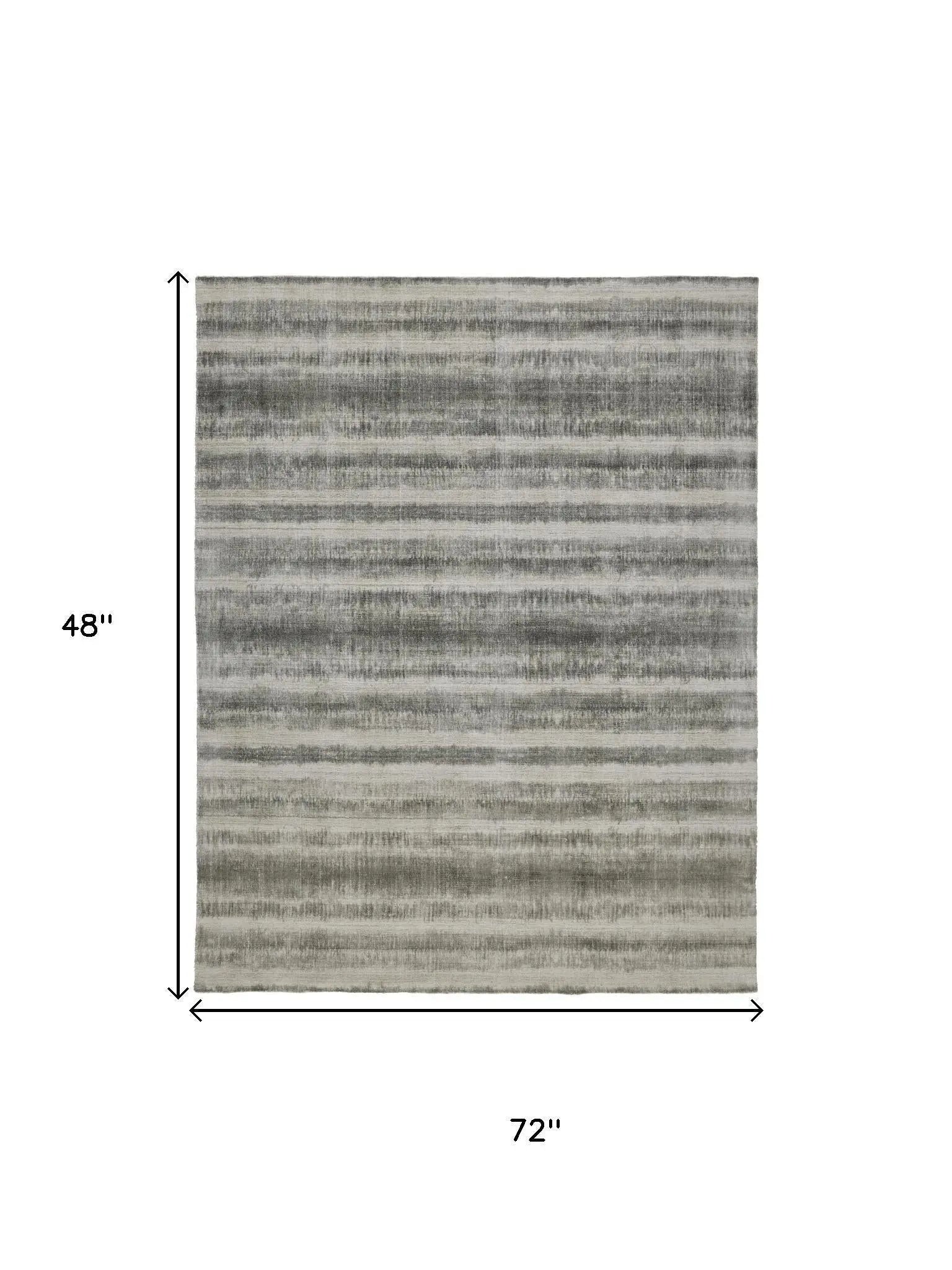 4' X 6' Ivory And Green Striped Hand Woven Area Rug Homeroots Home Decor