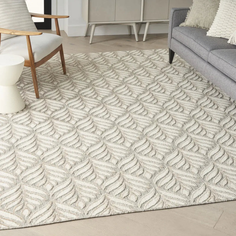 4' X 6' Ivory And Grey Floral Stain Resistant Non Skid Area Rug Homeroots Outdoor