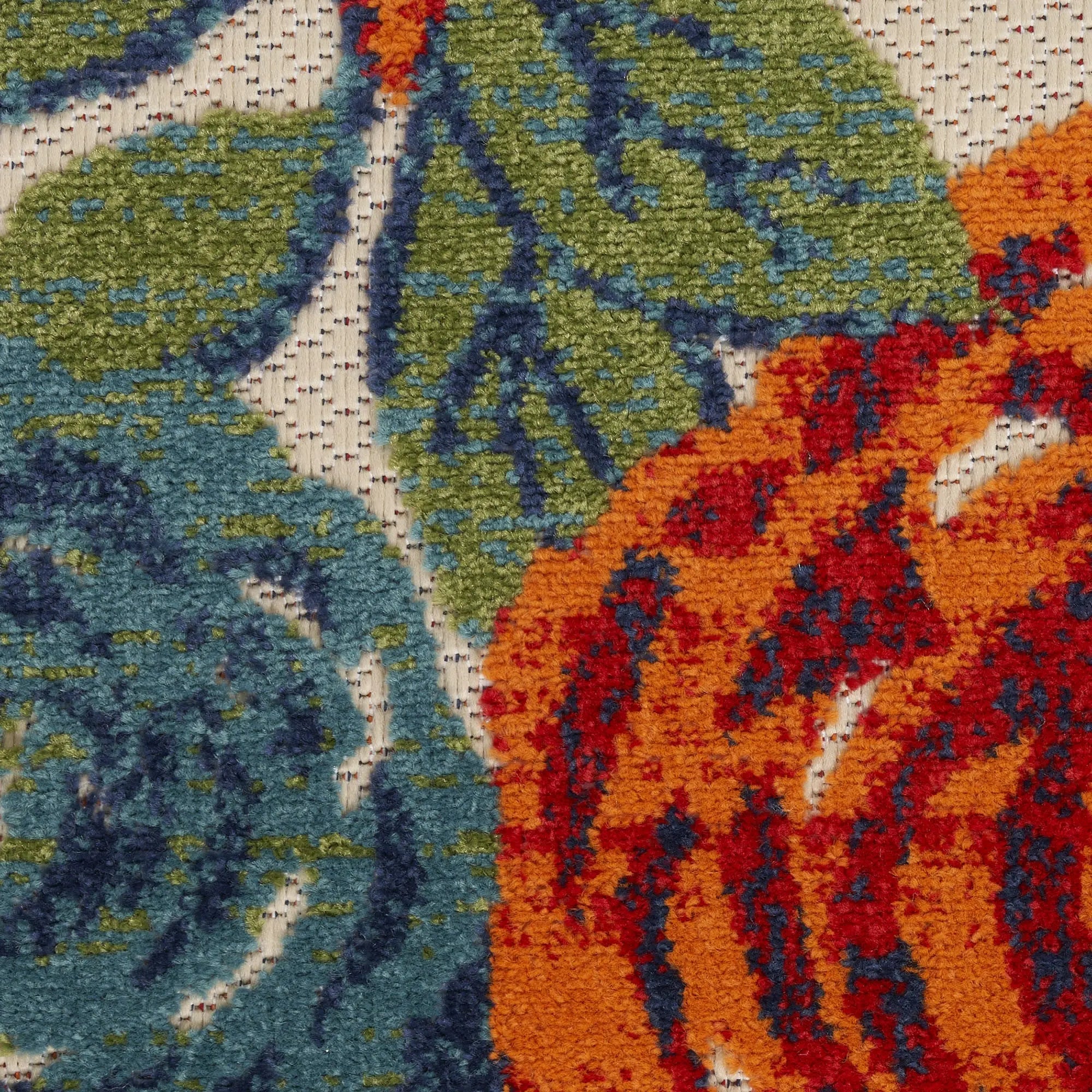 4' X 6' Ivory Blue Orange And Green Floral Indoor Outdoor Area Rug Homeroots Outdoor