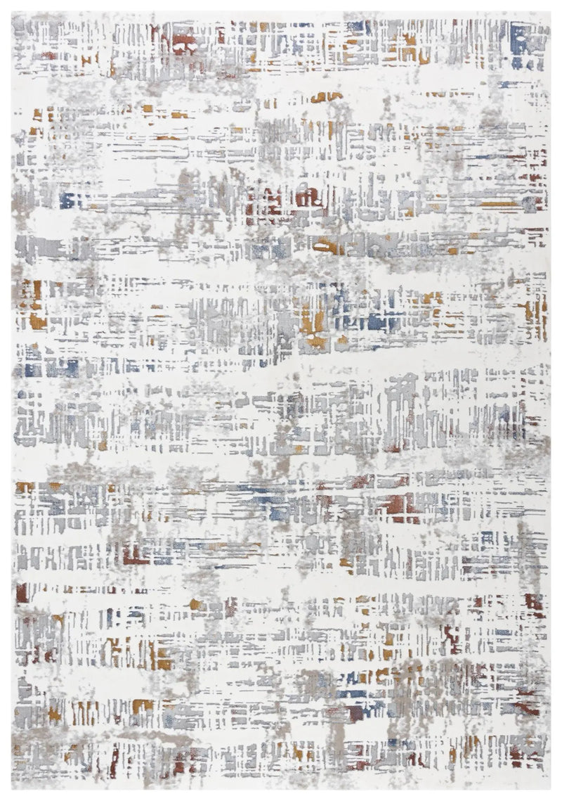4' X 6' Ivory Blue Orange Red And Gray Abstract Area Rug Homeroots Home Decor