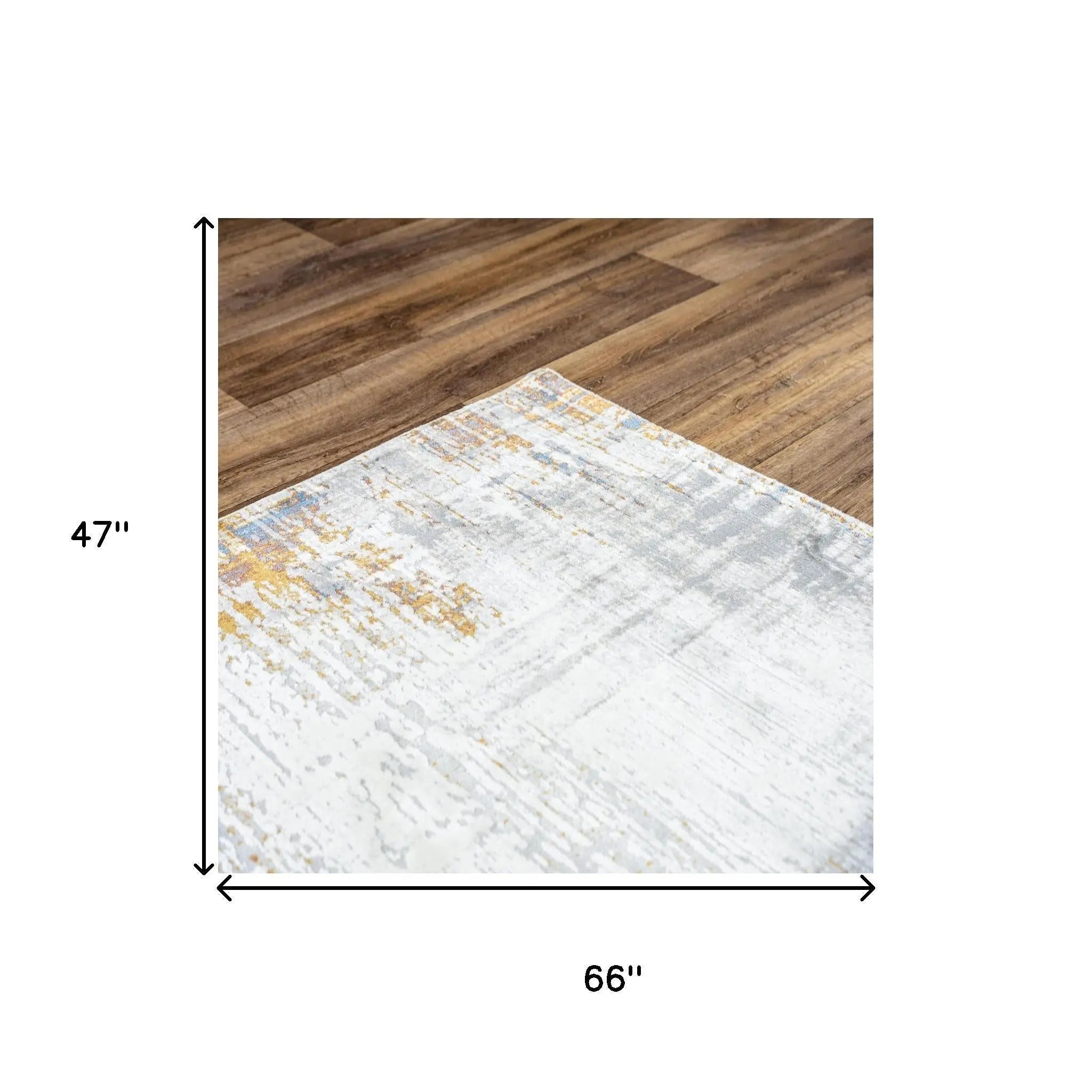 4' X 6' Ivory Blue Orange Red And Gray Abstract Area Rug Homeroots Home Decor