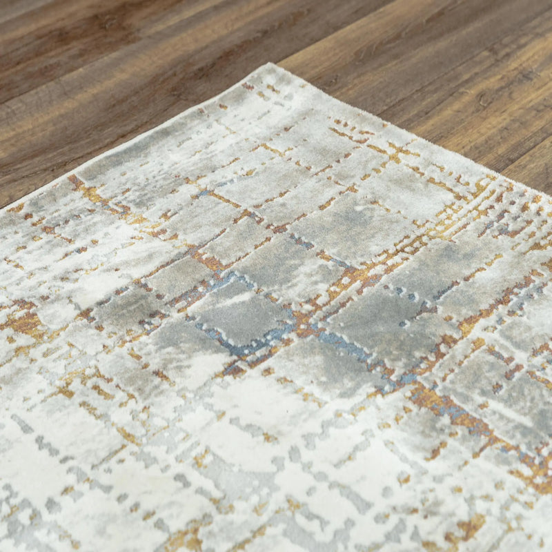 4' X 6' Ivory Blue Orange Red And Gray Abstract Area Rug Homeroots Home Decor