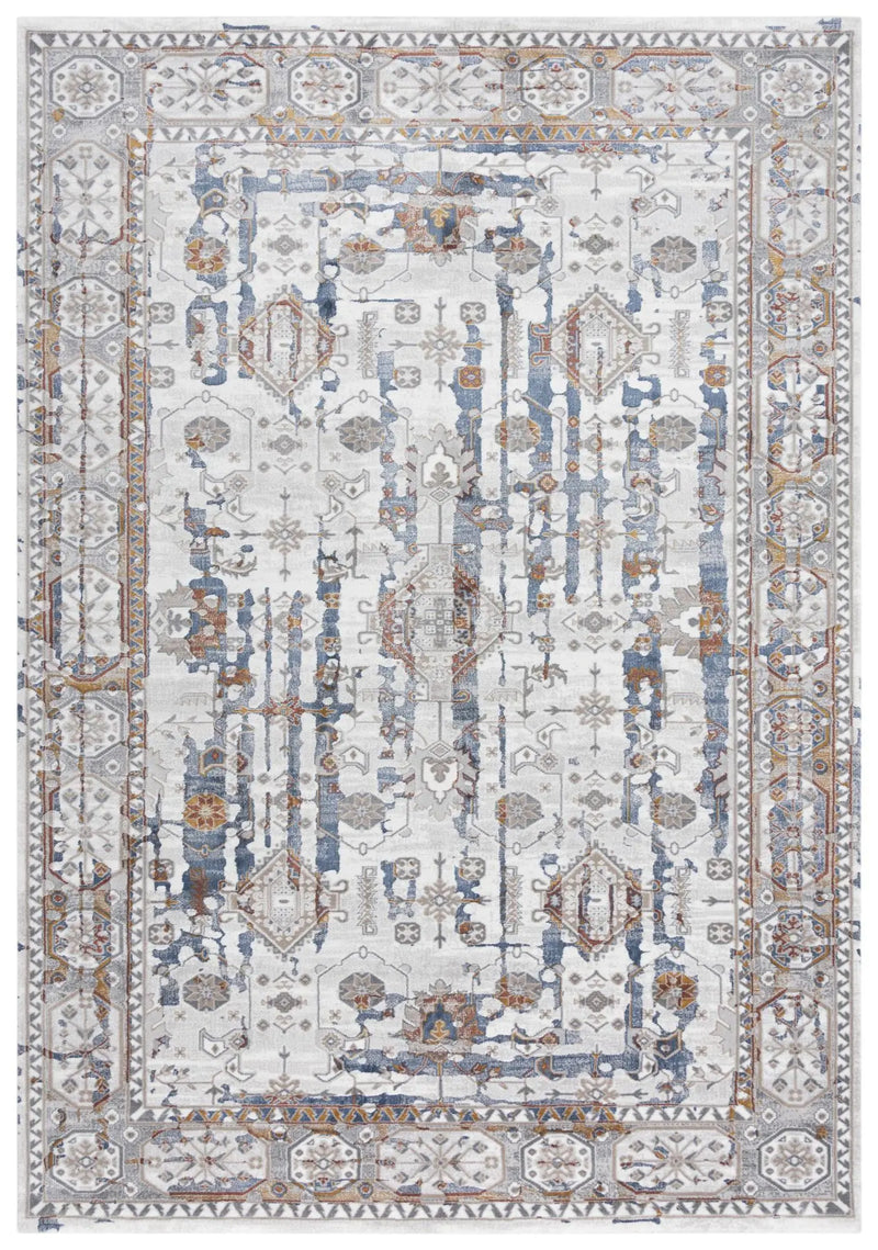 4' X 6' Ivory Blue Orange Red And Gray Oriental Area Rug Homeroots Home Decor