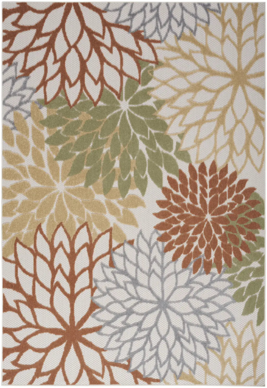 4' X 6' Ivory Green And Blue Indoor Outdoor Area Rug Homeroots Outdoor